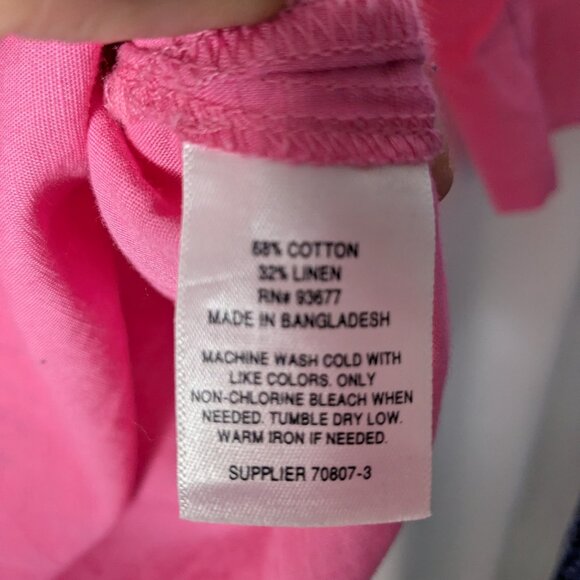St. John's Bay Linen Pink V Neck 3/4 Sleeve Tunic L - Picture 7 of 8